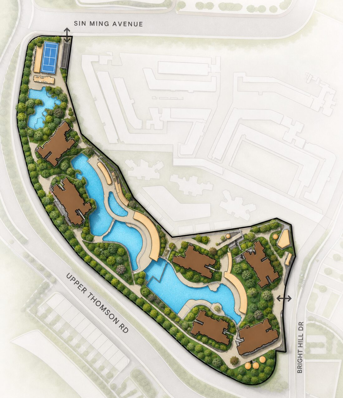 Thomson Reserve draft site plan showing pools and facilities
