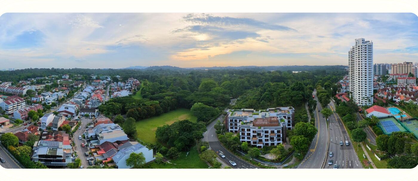Panoramic view over greenery along Upper Thomson Road